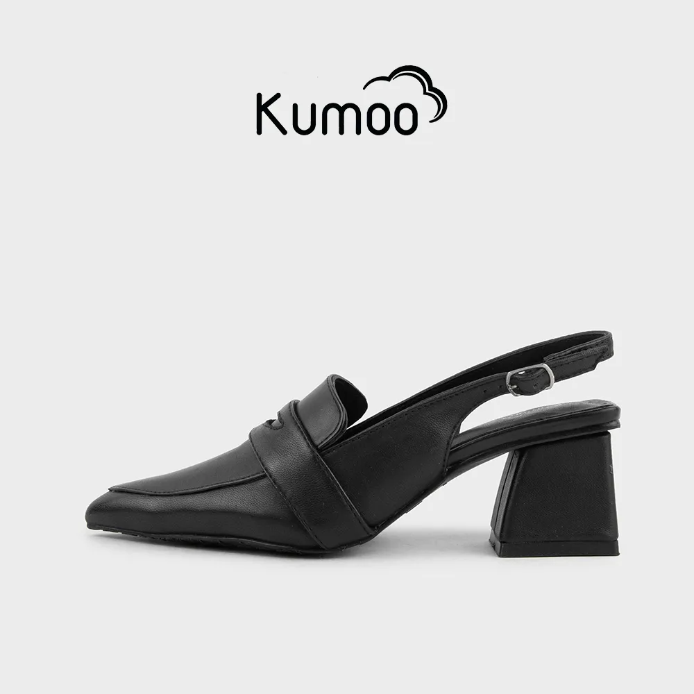 Ảnh Giày Cao Gót Kumoo Kuro Mzu GCG-KUMO-025-A Màu Đen Mũi Nhọn Gót Vuông Phong Cách Công Sở Điển Hình 1