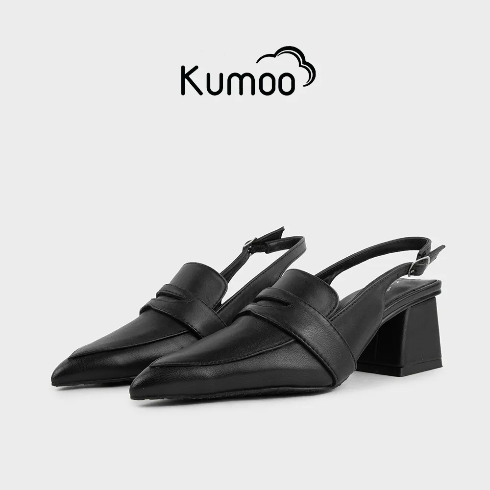 Ảnh Giày Cao Gót Kumoo Kuro Mzu GCG-KUMO-025-A Màu Đen Mũi Nhọn Gót Vuông Phong Cách Công Sở Điển Hình 2