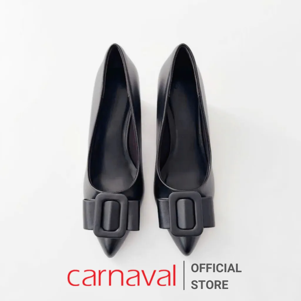 Ảnh Giày Cao Gót Mũi Nhọn Đính Khóa Carnaval Gót Vuông 5cm Phong Cách Công Sở Sang Trọng - VS77 4