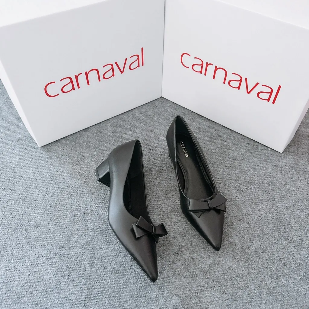 Ảnh Giày cao gót mũi nhọn đính nơ Carnaval siêu xinh gót vuông cao 4cm - VS62 3