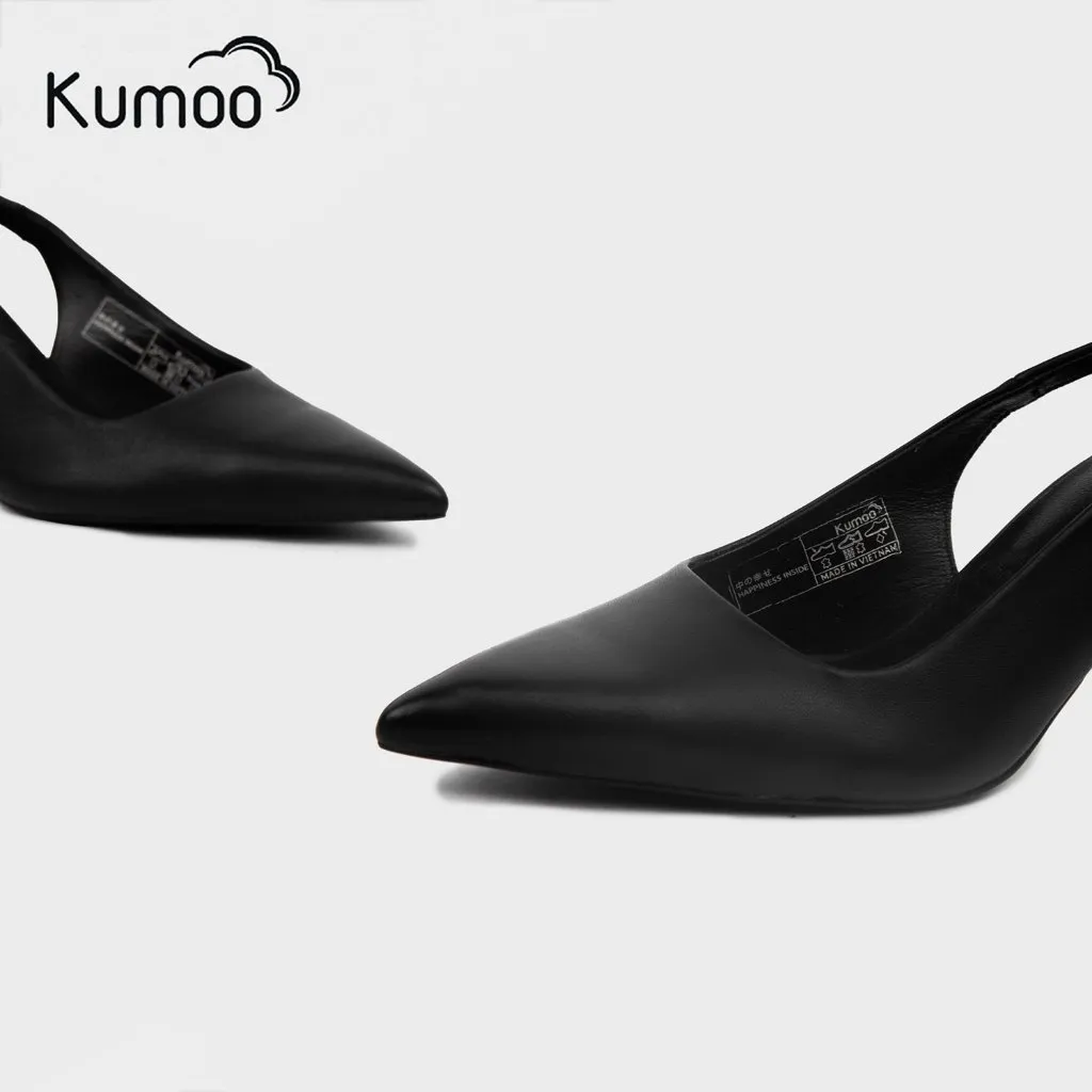 Ảnh Giày Cao Gót Mũi Nhọn KUMOO JESSI HEEL Giày Slingback GCG-KUMO-022-A Màu Đen Da Thật Vừa Vặn Mềm Mại 3