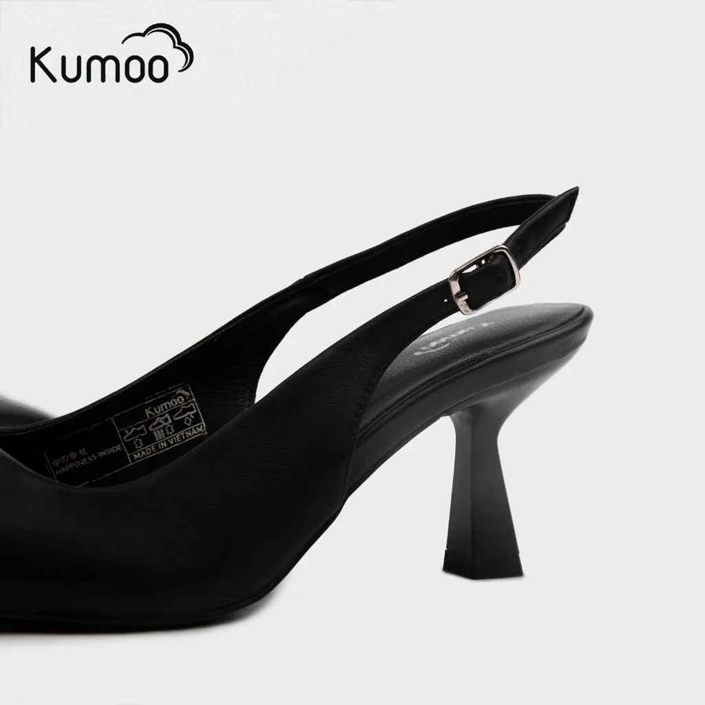 Ảnh Giày Cao Gót Mũi Nhọn KUMOO JESSI HEEL Giày Slingback GCG-KUMO-022-A Màu Đen Da Thật Vừa Vặn Mềm Mại 4