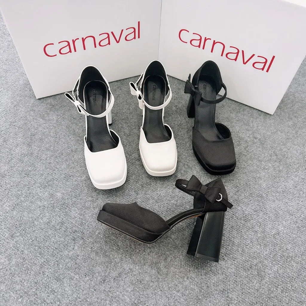 Ảnh Giày cao gót mũi vuông sang trọng thiết kế hiện đại cao cấp gót vuông 9cm Carnaval - VS11 2