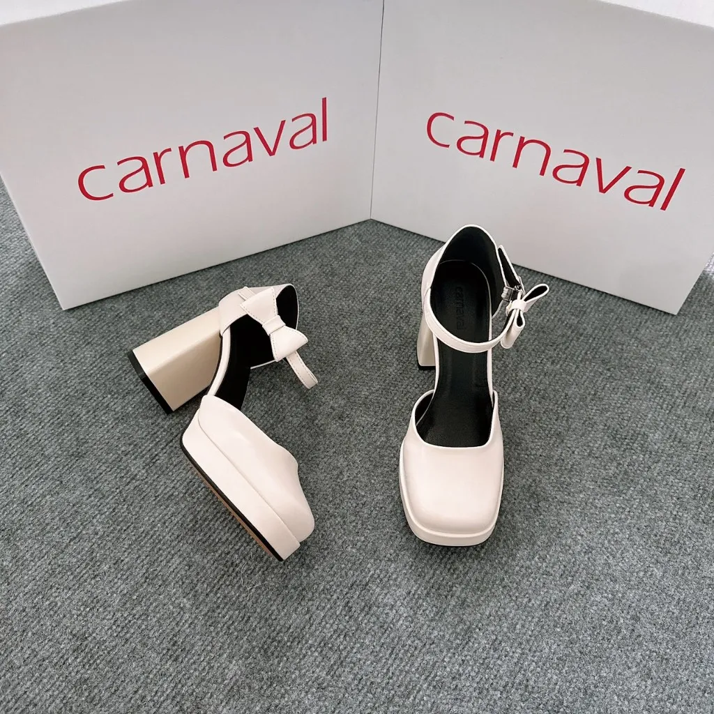 Ảnh Giày cao gót mũi vuông sang trọng thiết kế hiện đại cao cấp gót vuông 9cm Carnaval - VS11 4