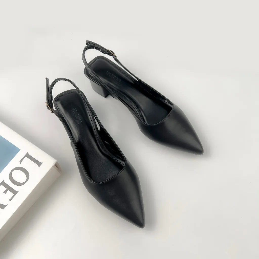 Ảnh Giày Cao Gót Nữ 3 Phân Mũi Nhọn Dáng Slingback, Guốc Nữ Đế Vuông Kín Mũi Sang Trọng NU223 1