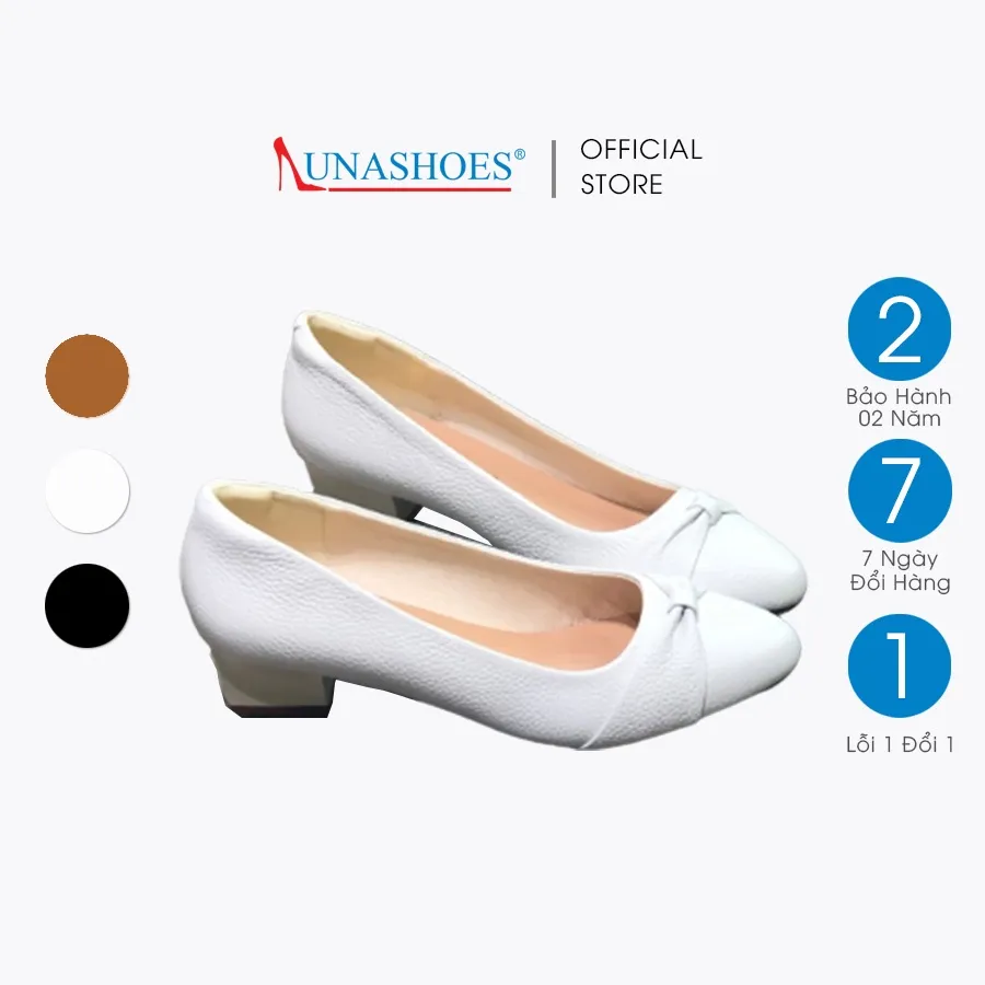 Ảnh Giày cao gót nữ 3p LUNASHOES 5007 giày da bò thật đi êm chân, dễ phối đồ chất lượng cao giầy vnxk 1