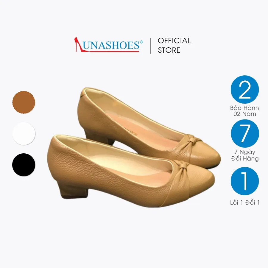Ảnh Giày cao gót nữ 3p LUNASHOES 5007 giày da bò thật đi êm chân, dễ phối đồ chất lượng cao giầy vnxk 2
