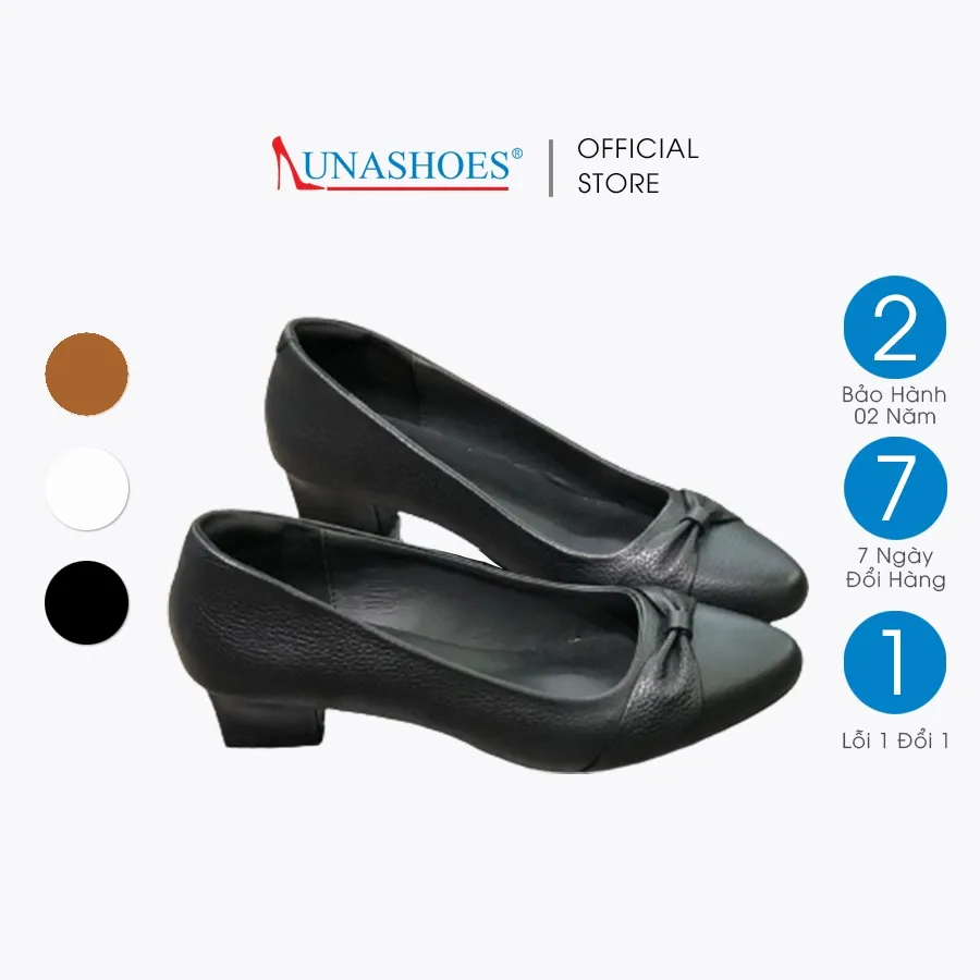 Ảnh Giày cao gót nữ 3p LUNASHOES 5007 giày da bò thật đi êm chân, dễ phối đồ chất lượng cao giầy vnxk 3