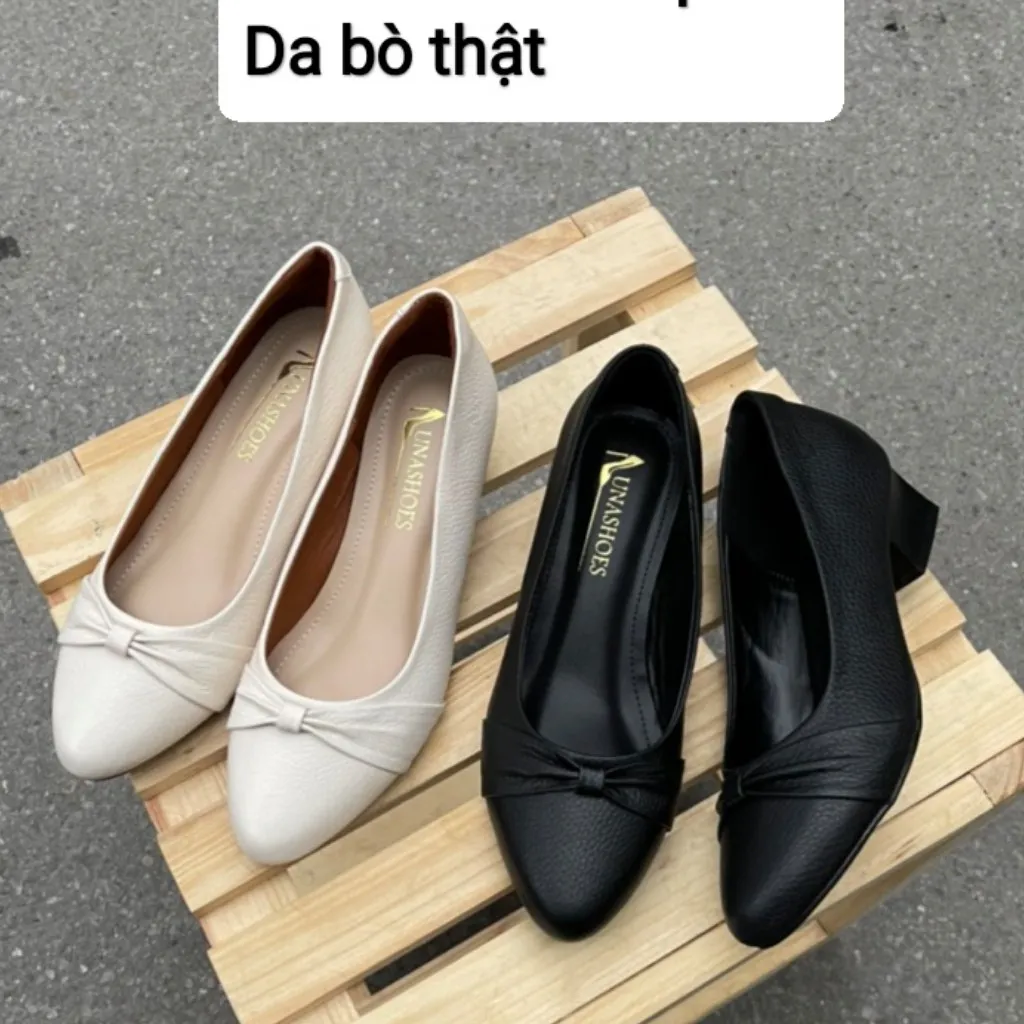 Ảnh Giày cao gót nữ 3p LUNASHOES 5007 giày da bò thật đi êm chân, dễ phối đồ chất lượng cao giầy vnxk 4