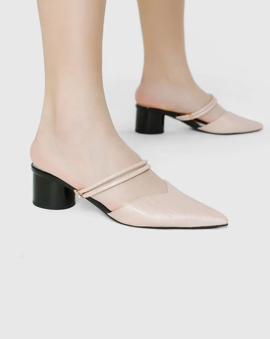Ảnh Giày Cao Gót Nữ 5cm Thời Trang JUNO Giày Mules Mũi Nhọn Gót Trụ CG05097 2