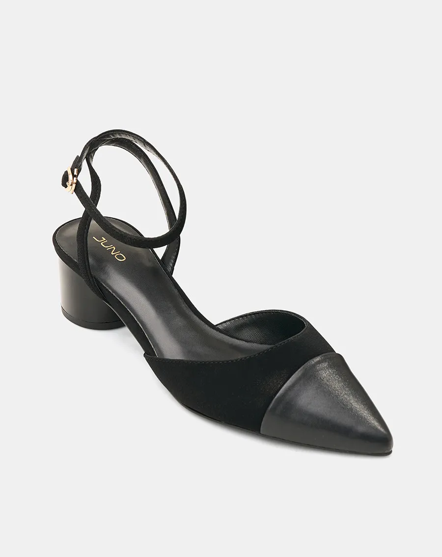 Ảnh Giày Cao Gót Nữ 5cm Thời Trang JUNO Giày Cao Gót Slingback Phối Toe Cap CG05146 4