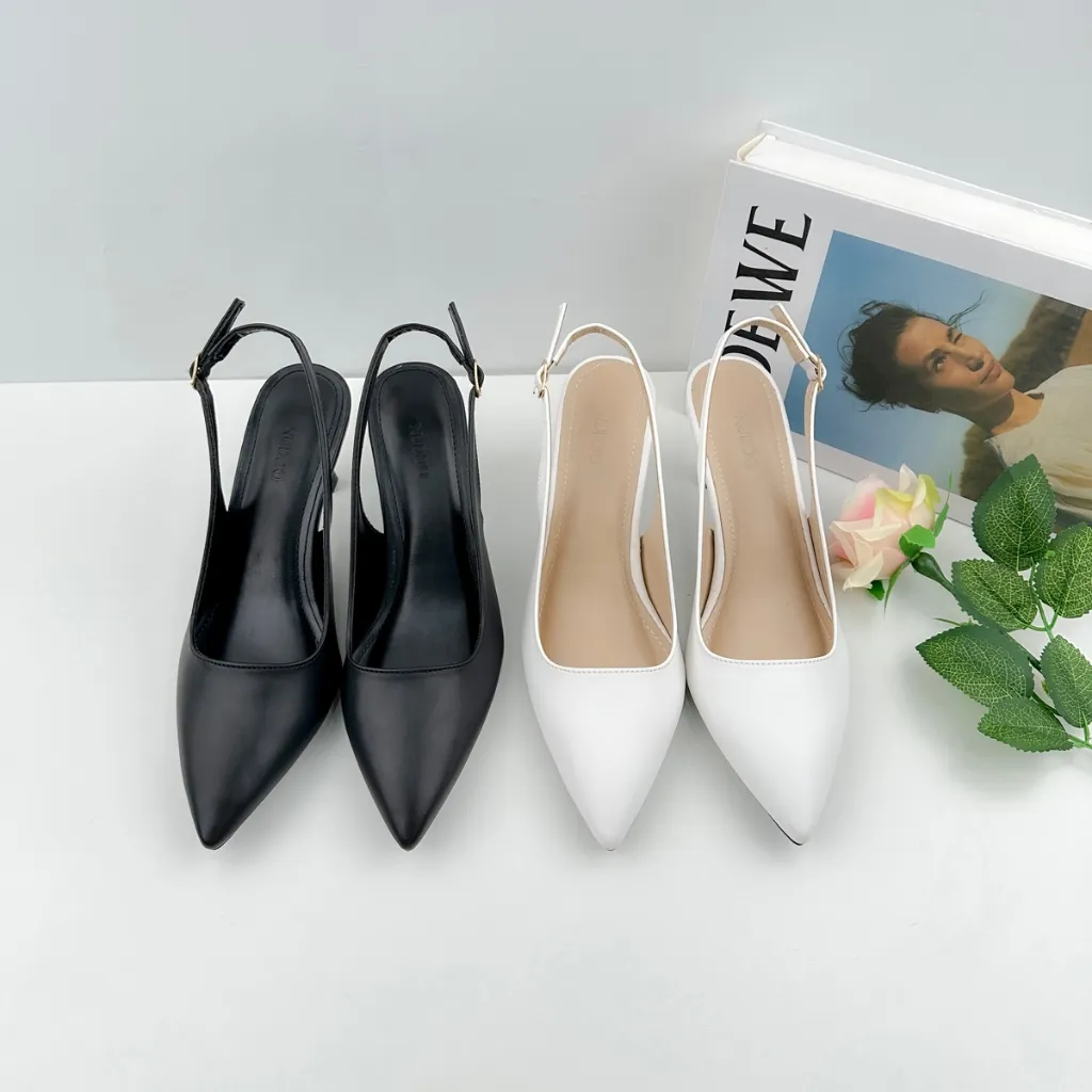 Ảnh Giày Cao Gót Nữ Bít Mũi 7 Phân Mũi Nhọn, Guốc Nữ Slingback Hở Gót Đế Nhọn Sang Trọng NUDDO NL712 1