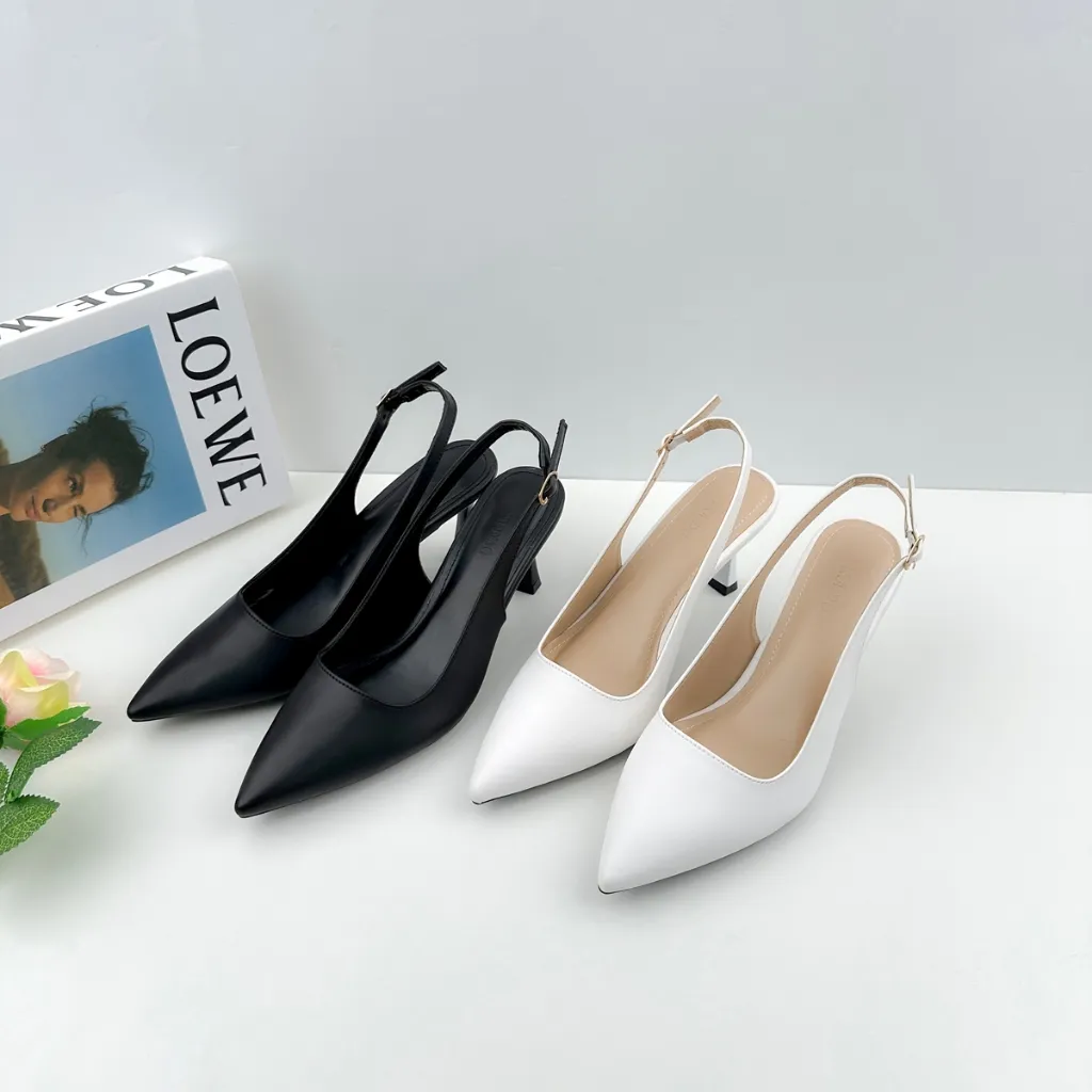 Ảnh Giày Cao Gót Nữ Bít Mũi 7 Phân Mũi Nhọn, Guốc Nữ Slingback Hở Gót Đế Nhọn Sang Trọng NUDDO NL712 2