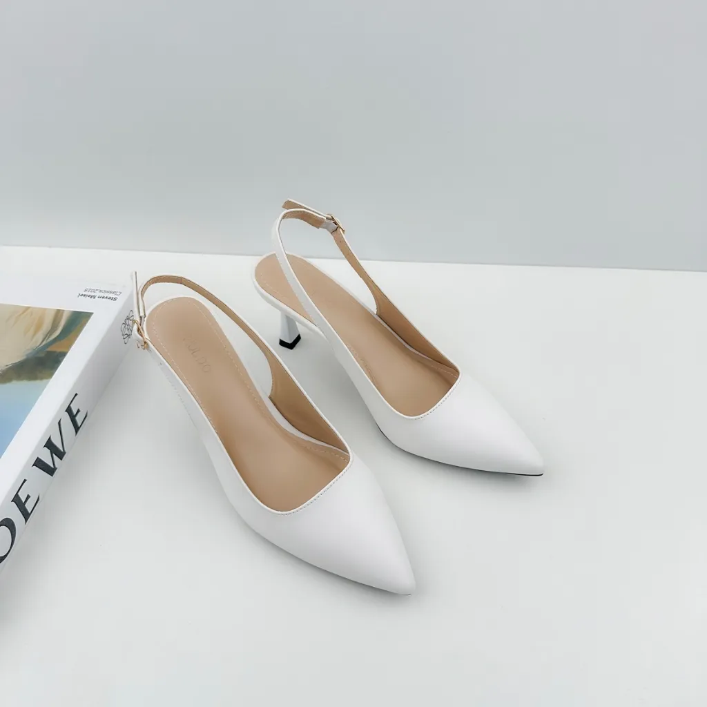 Ảnh Giày Cao Gót Nữ Bít Mũi 7 Phân Mũi Nhọn, Guốc Nữ Slingback Hở Gót Đế Nhọn Sang Trọng NUDDO NL712 4