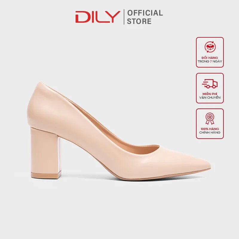 Ảnh Giày cao gót nữ bít mũi DILY mũi nhọn thời trang gót vuông basic cao 6.5cm_ AA0265 2
