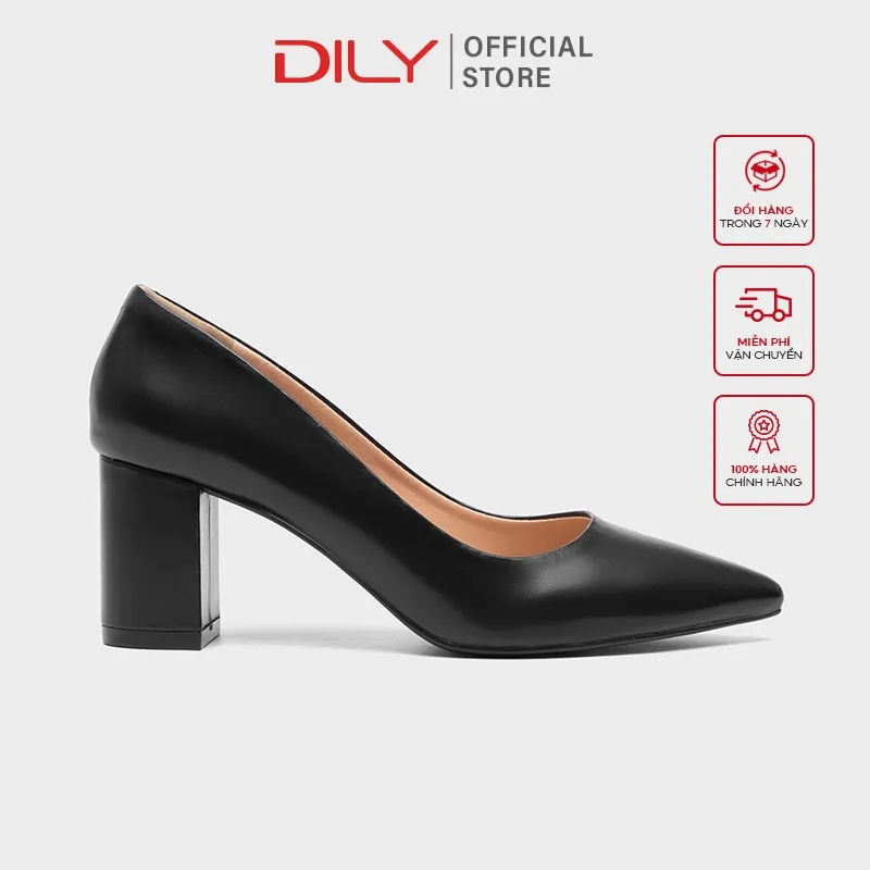 Ảnh Giày cao gót nữ bít mũi DILY mũi nhọn thời trang gót vuông basic cao 6.5cm_ AA0265 3
