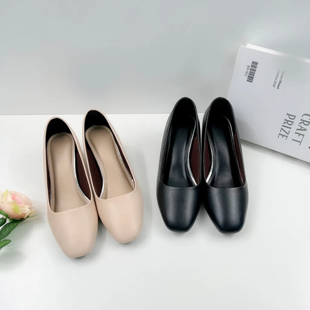 Ảnh Giày Cao Gót Nữ Bít Mũi Đế Vuông 3cm Cao Cấp, Giày Công Sở Nữ Da Thật Mũi Vuông NUDDO N3D01 4