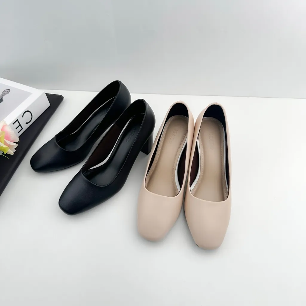 Ảnh Giày Cao Gót Nữ Công Sở Da Mềm Đế Vuông 7p, Guốc Nữ Cao Cấp Mũi Vuông Basic Dễ Phối Đồ NUDDO N700 3