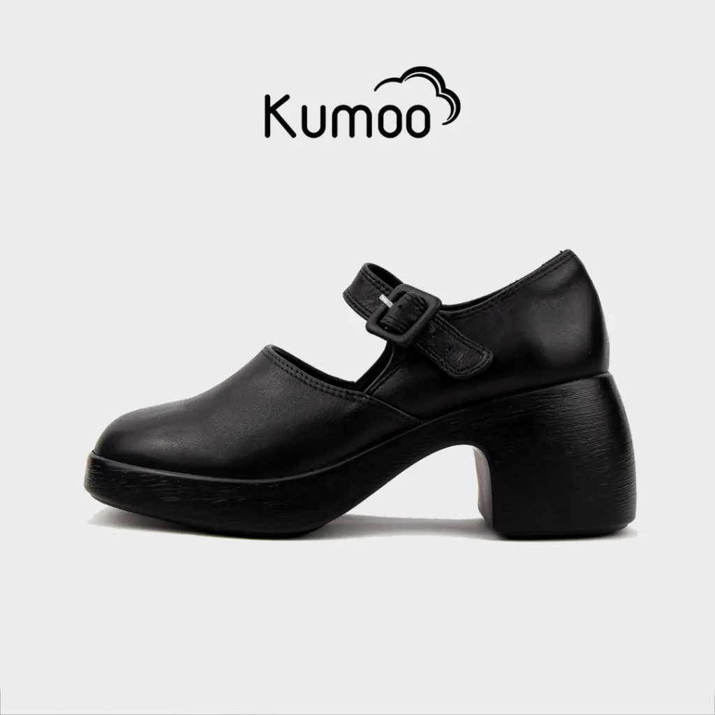 Ảnh Giày Cao Gót Nữ Công Sở KUMOO MARRY BLOCK HEEL GCG-KUMO-014-A Màu Đen Đế 7cm Chất Da Nappa Cao Cấp 1