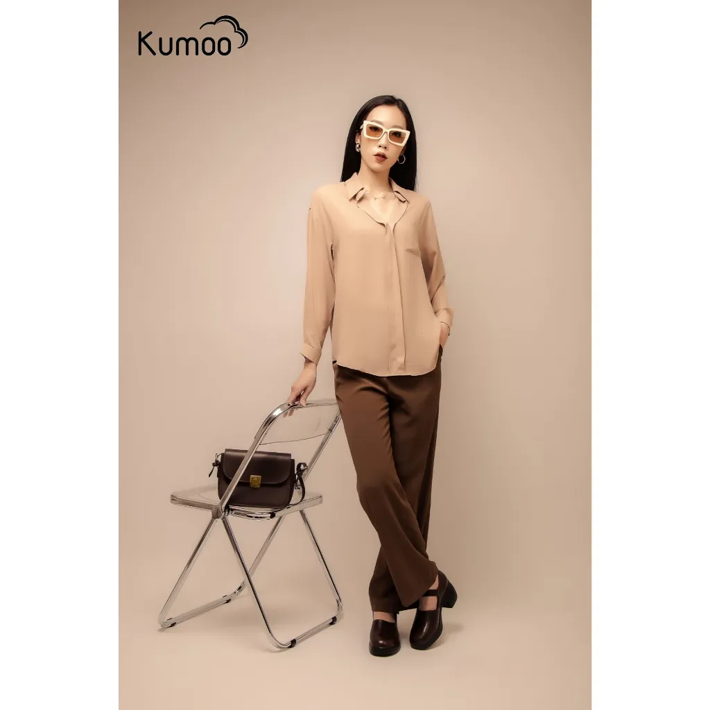 Ảnh Giày Cao Gót Nữ Công Sở KUMOO MARRY BLOCK HEEL GCG-KUMO-014-B Màu Nâu Đế 7cm Chất Da Nappa Cao Cấp 2