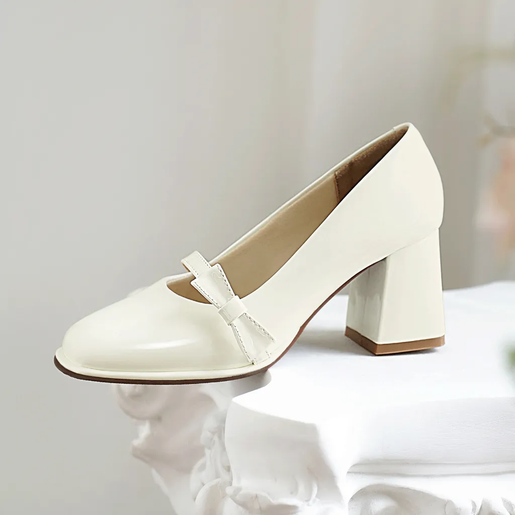 Ảnh Giày cao gót nữ DILY gót vuông thanh lịch, giày cao gót mũi vuông quai đính nơ cao 6.5cm DL0567 4