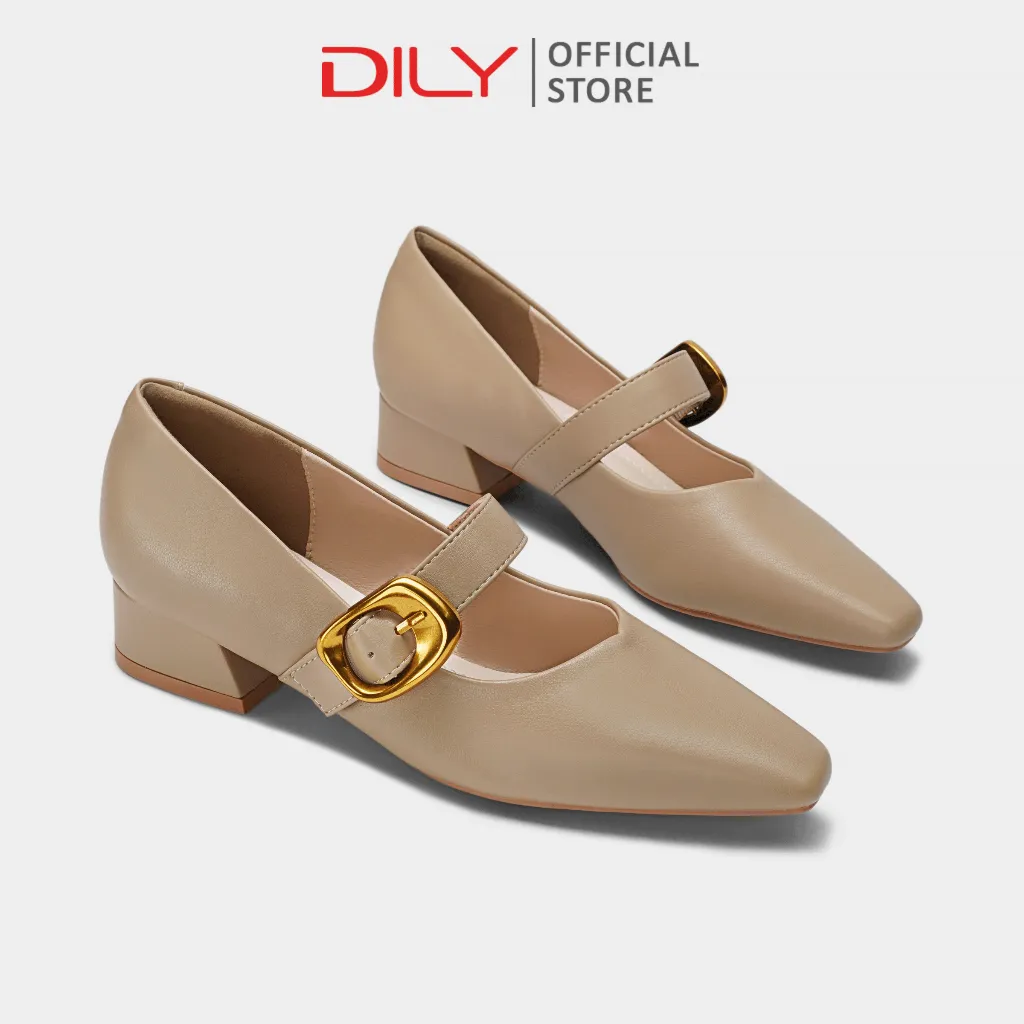 Ảnh Giày cao gót nữ DILY mũi vuông sang trọng, giày bít mũi gót vuông cao 3cm DL0562 2