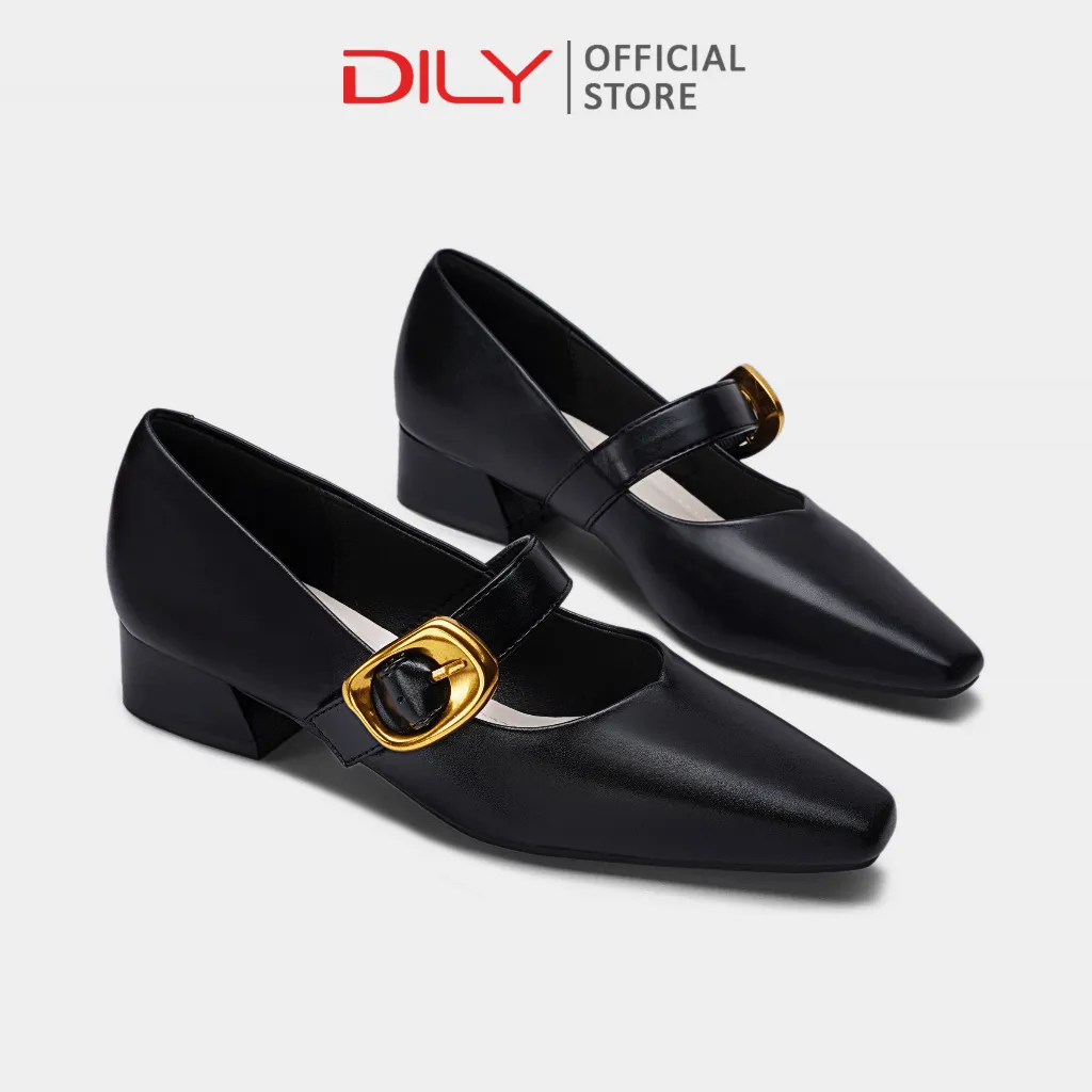 Ảnh Giày cao gót nữ DILY mũi vuông sang trọng, giày bít mũi gót vuông cao 3cm DL0562 3