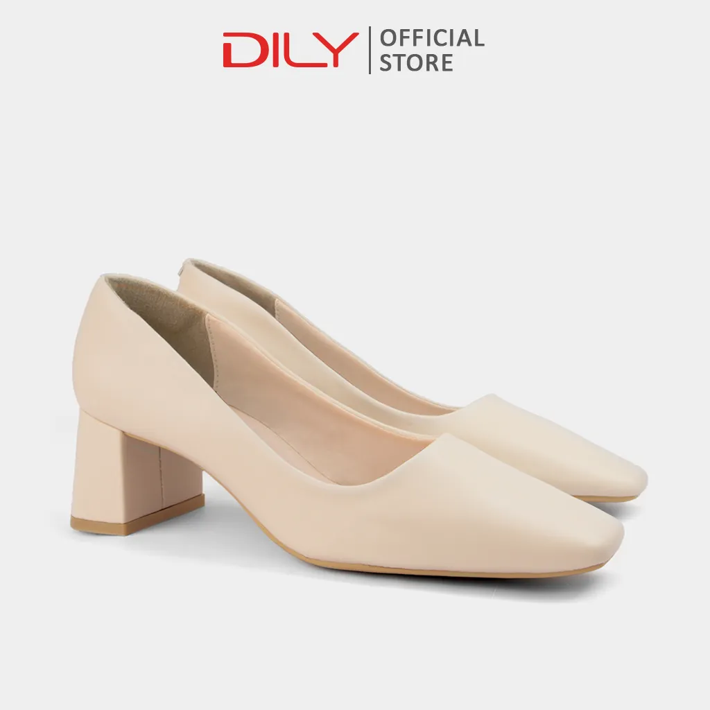 Ảnh Giày cao gót nữ DILY mũi vuông công sở, giày bít mũi thiết kế gót vuông basic cao 5cm_ AA0388 2