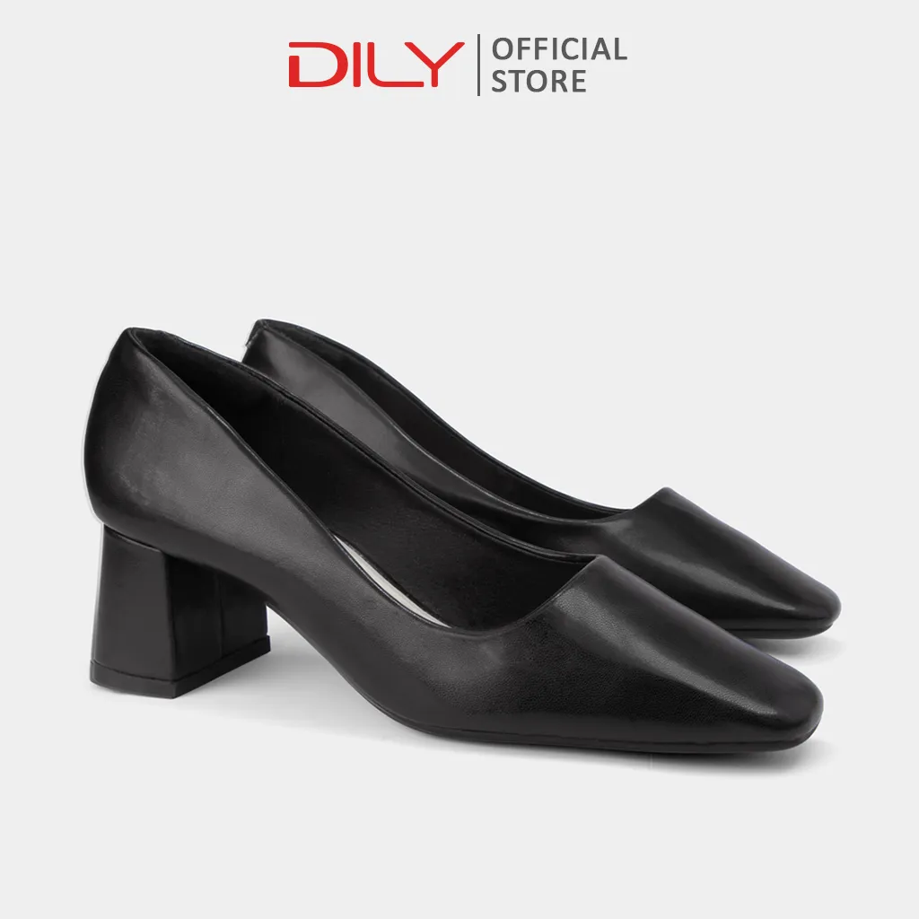 Ảnh Giày cao gót nữ DILY mũi vuông công sở, giày bít mũi thiết kế gót vuông basic cao 5cm_ AA0388 3