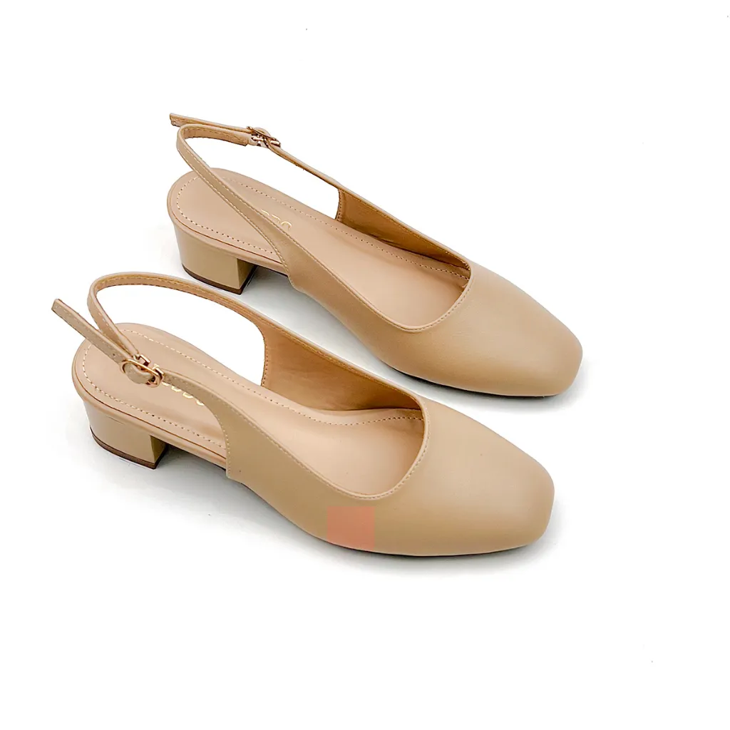 Ảnh Giày cao gót nữ đế vuông 3 phân mũi vuông da mềm dáng slingback quai hậu sang trọng Nuddo_N333 4