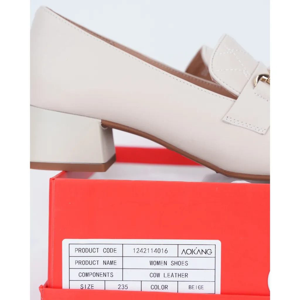 Ảnh Giày Cao Gót Nữ Đế Vuông Da Bò AOKANG 1242114016 2