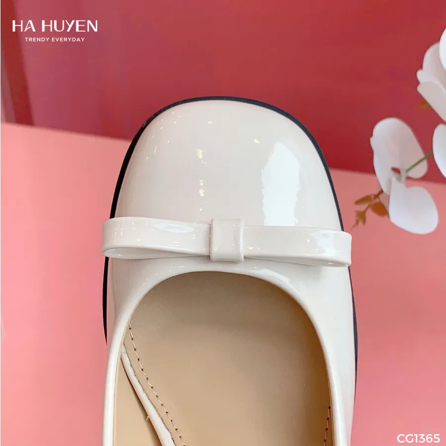 Ảnh Giày cao gót nữ, giày mary jane đế cao HÀ HUYỀN da bóng quai ngang gót vuông 7cm - CG1365 4