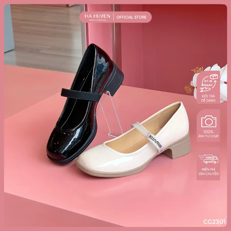 Ảnh Giày cao gót nữ HÀ HUYỀN bóng quai ngang đế 5cm - CG2301 1