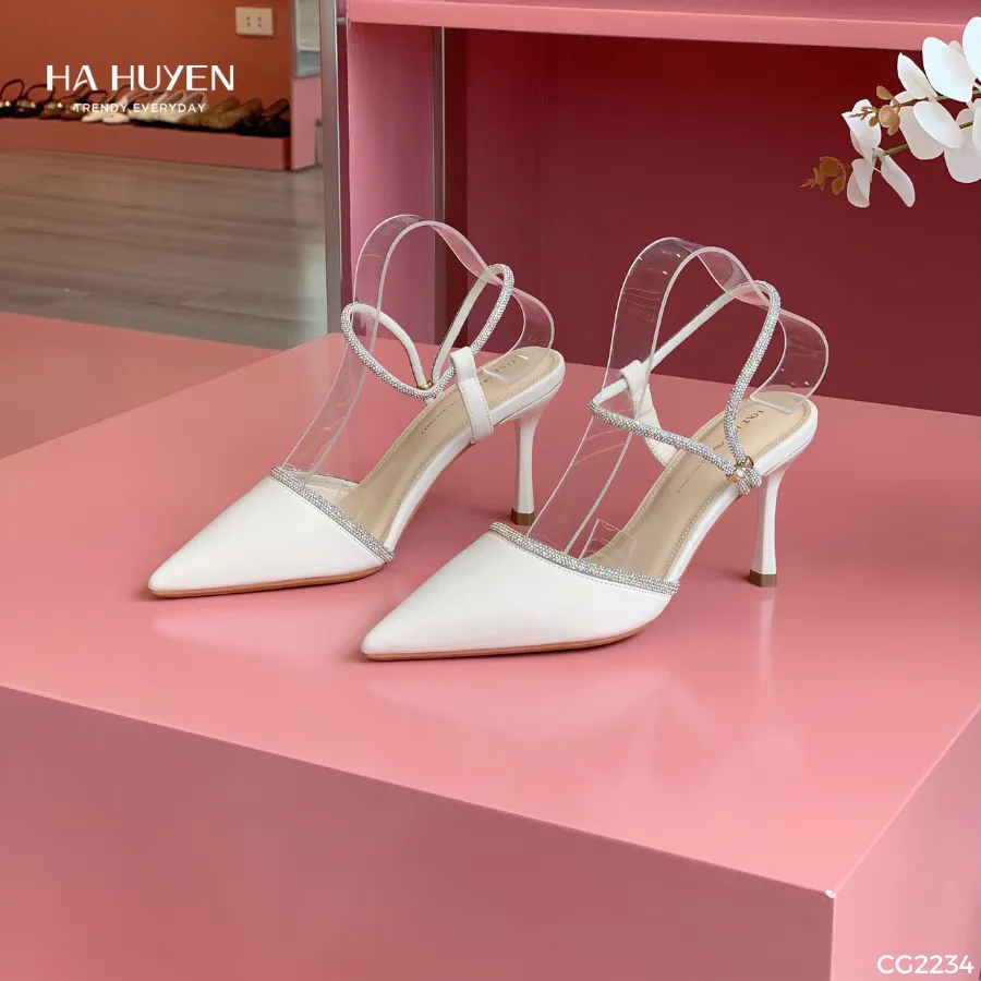 Ảnh Giày cao gót nữ HÀ HUYỀN viền đá quai cổ rút gót nhọn 9cm - CG2234 2