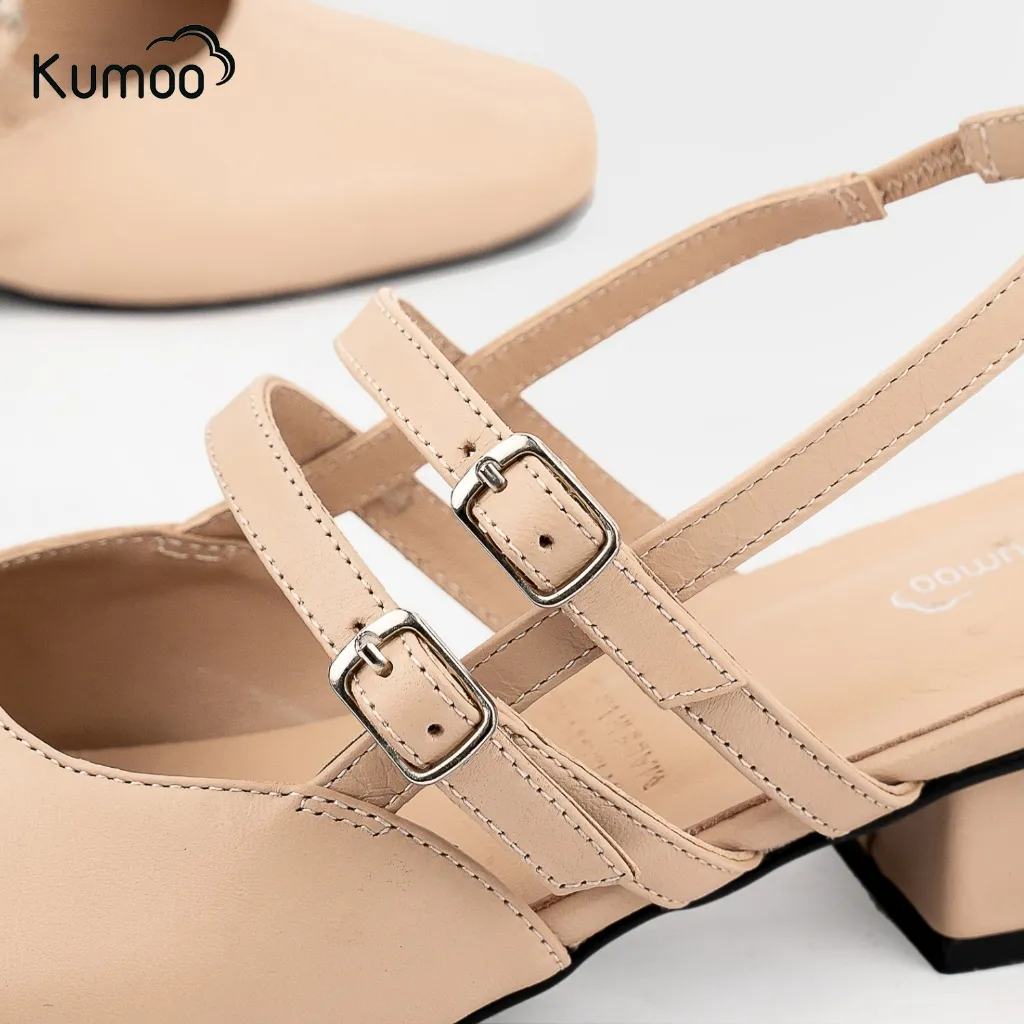 Ảnh Giày Cao Gót Nữ Kumoo GCG-KUMO-010-B Màu Kem Gót 4cm Phong Cách Thời Thượng Quý Cô Công Sở 4