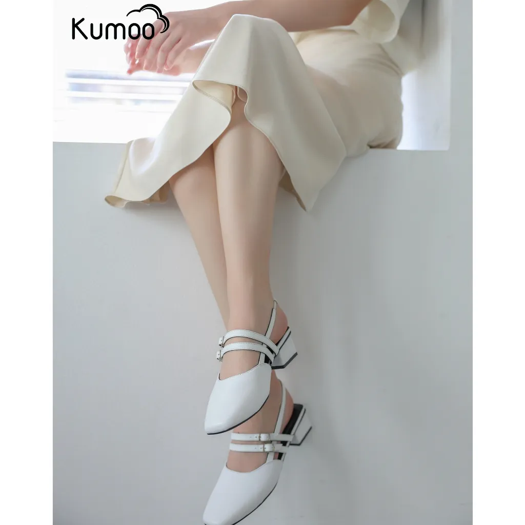 Ảnh Giày Cao Gót Nữ Kumoo GCG-KUMO-010-C Màu Trắng Gót 4cm Phong Cách Thời Thượng Quý Cô Công Sở 2
