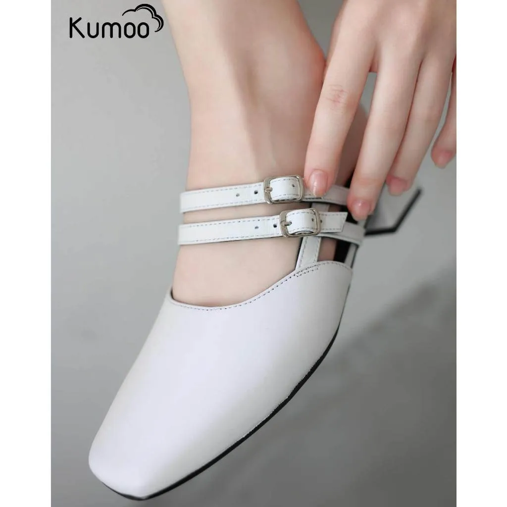 Ảnh Giày Cao Gót Nữ Kumoo GCG-KUMO-010-C Màu Trắng Gót 4cm Phong Cách Thời Thượng Quý Cô Công Sở 4