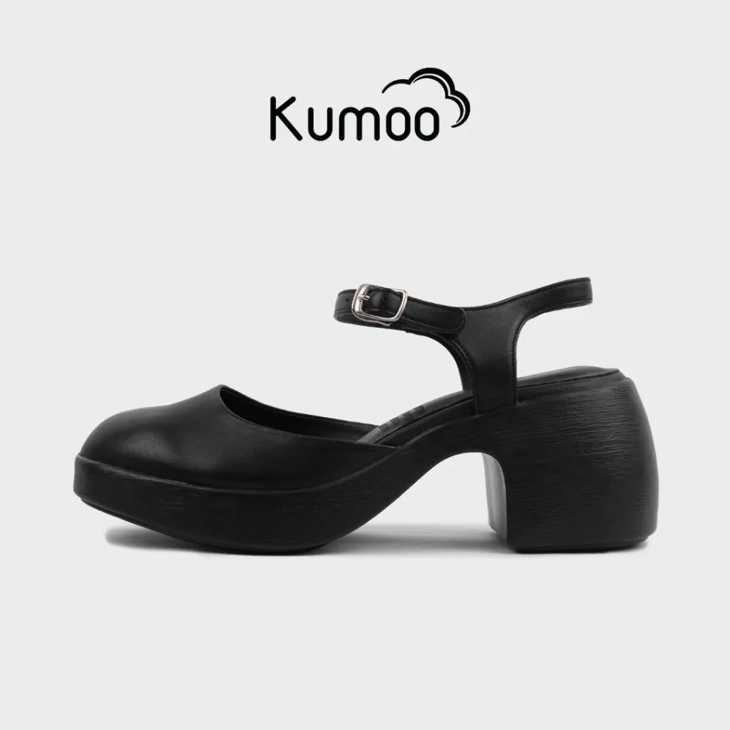 Ảnh Giày Cao Gót Nữ KUMOO Annie Heel GCG-KUMO-020-A Màu Đen Dáng MaryJane Trẻ Trung Đế Vuông 7cm 1