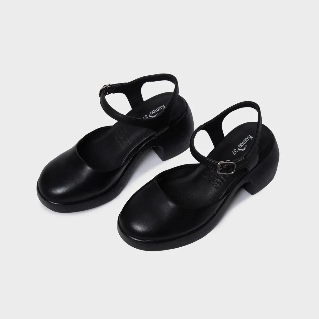 Ảnh Giày Cao Gót Nữ KUMOO Annie Heel GCG-KUMO-020-A Màu Đen Dáng MaryJane Trẻ Trung Đế Vuông 7cm 2