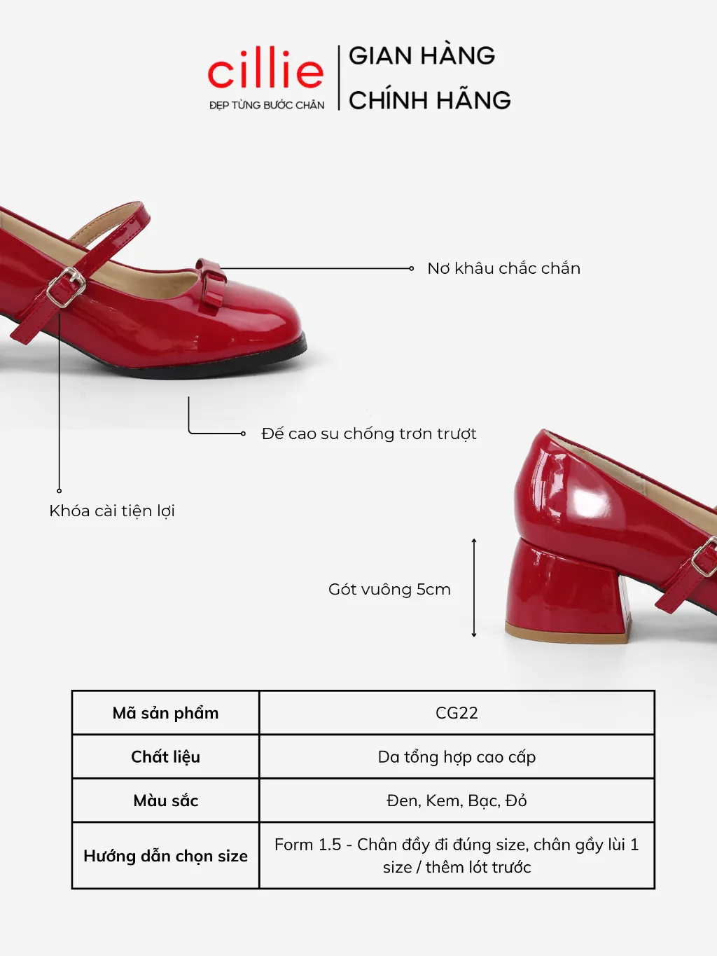 Ảnh Giày Cao Gót Nữ Lolita Mary Jane Cillie Phối Nơ Tiểu Thư Gót Vuông 3cm Thời Trang Đi Tiệc Shoes CG22 2
