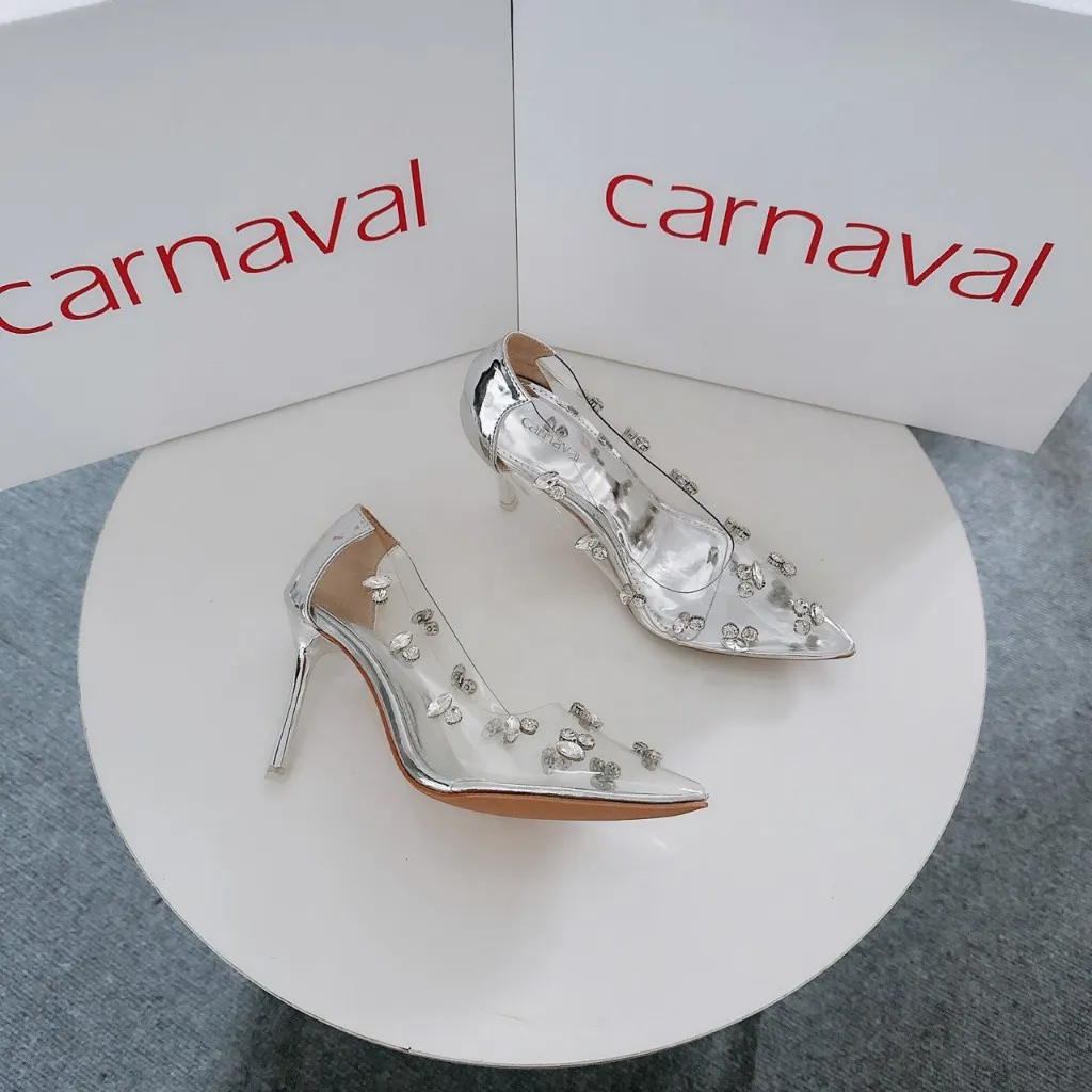 Ảnh Giày Cao Gót Nữ Mika Đính Đá Carnaval Gót Nhọn 9cm, Mũi Nhọn Siêu Sang Trọng - VS84 2