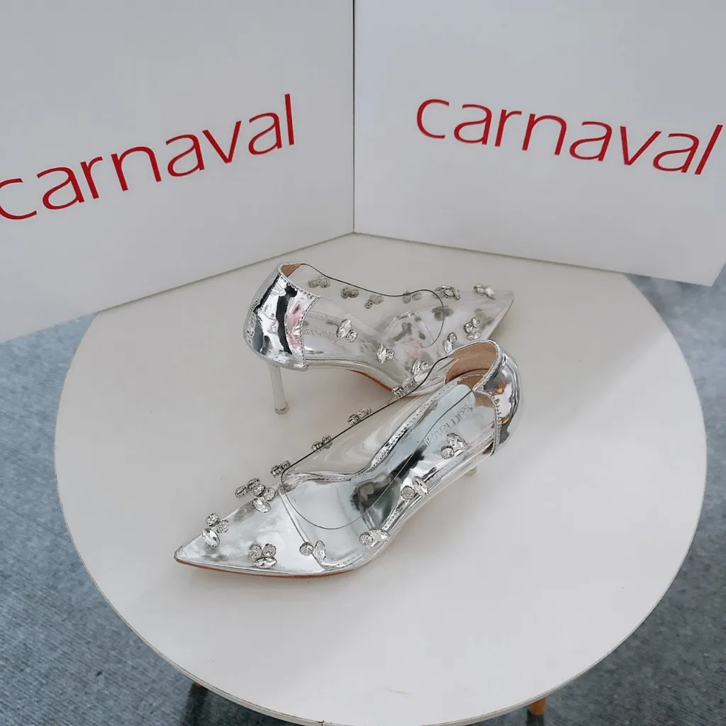 Ảnh Giày Cao Gót Nữ Mika Đính Đá Carnaval Gót Nhọn 9cm, Mũi Nhọn Siêu Sang Trọng - VS84 3