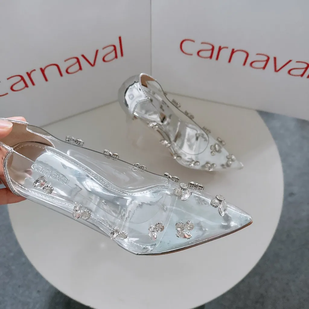 Ảnh Giày Cao Gót Nữ Mika Đính Đá Carnaval Gót Nhọn 9cm, Mũi Nhọn Siêu Sang Trọng - VS84 4