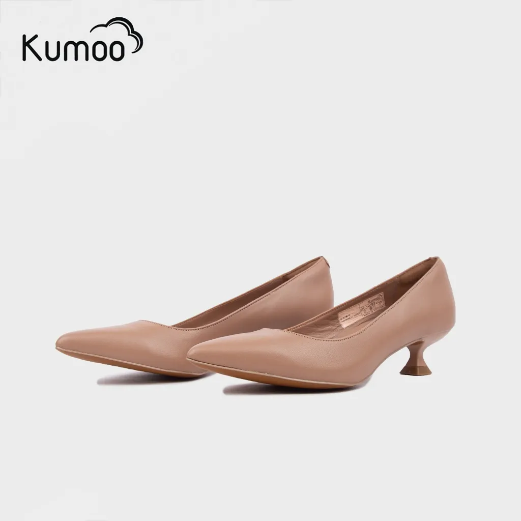 Ảnh Giày Cao Gót Nữ Mũi Nhọn Màu Nâu KUMOO GCG-KUMO-021-B Chất Da Nappa Đẳng Cấp Cho Các Nàng Công Sở 2