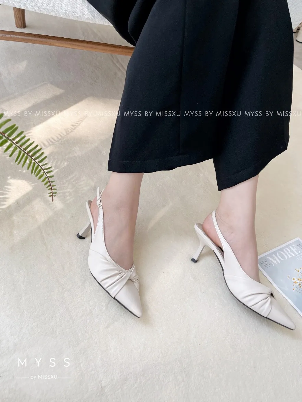 Ảnh Giày cao gót nữ MYSS mũi nhọn 5 cm xoắn quai sau thời trang - CG170 2