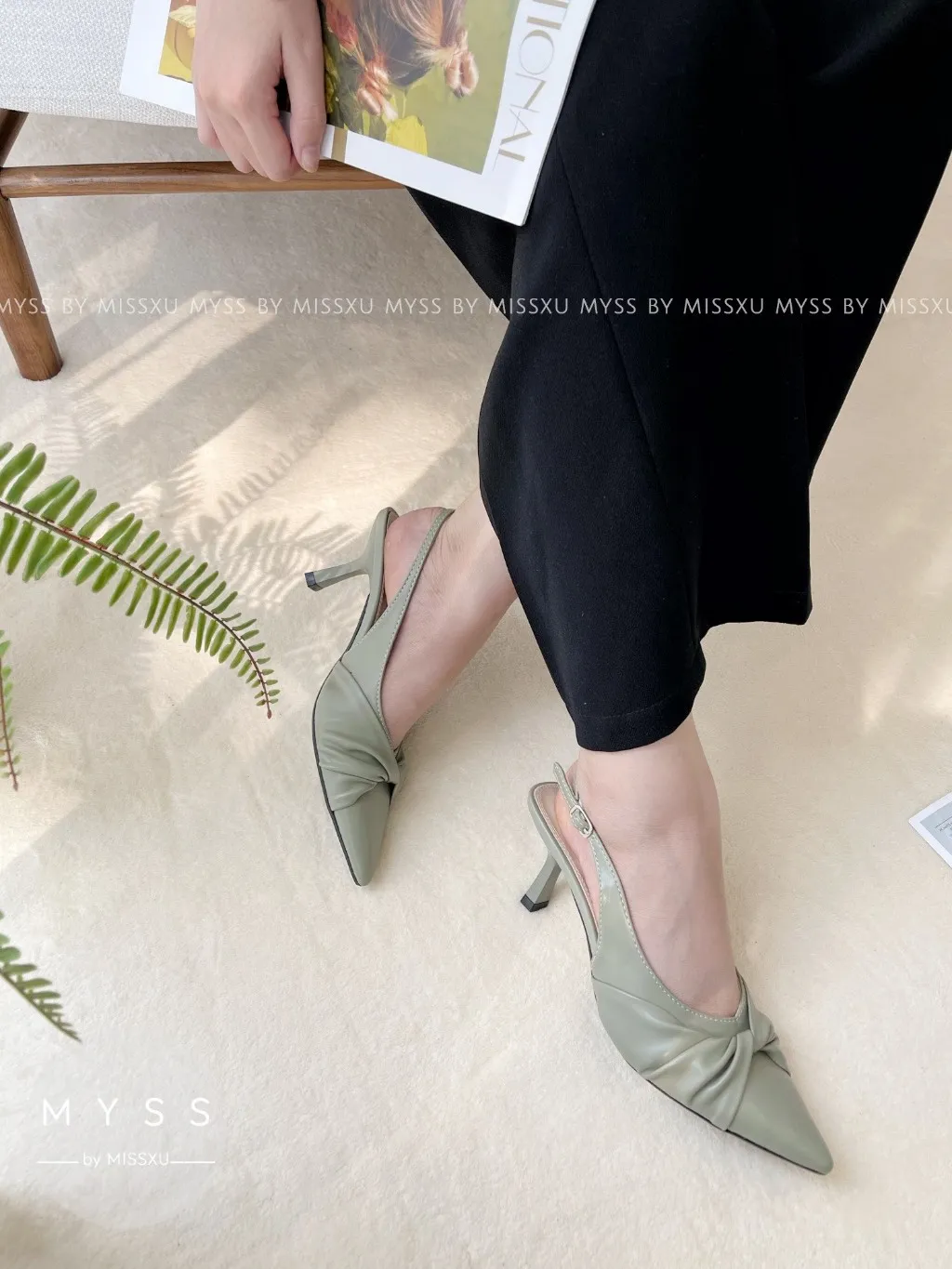 Ảnh Giày cao gót nữ MYSS mũi nhọn 5 cm xoắn quai sau thời trang - CG170 3