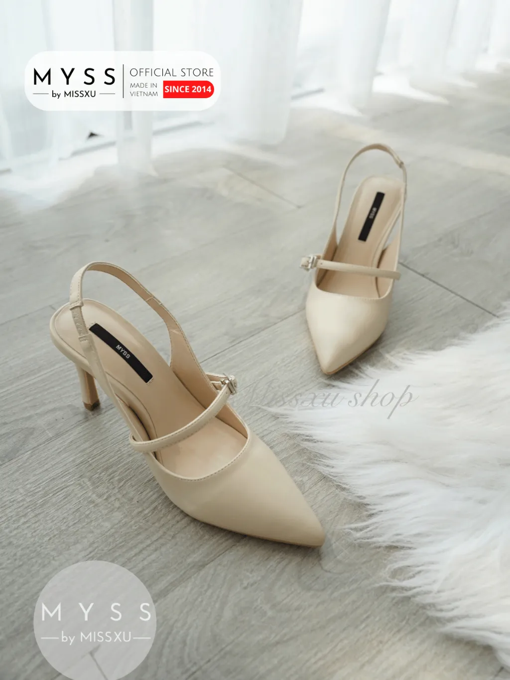 Ảnh Giày cao gót nữ MYSS mũi nhọn khóa cài ngang 9cm thời trang - CG203 1