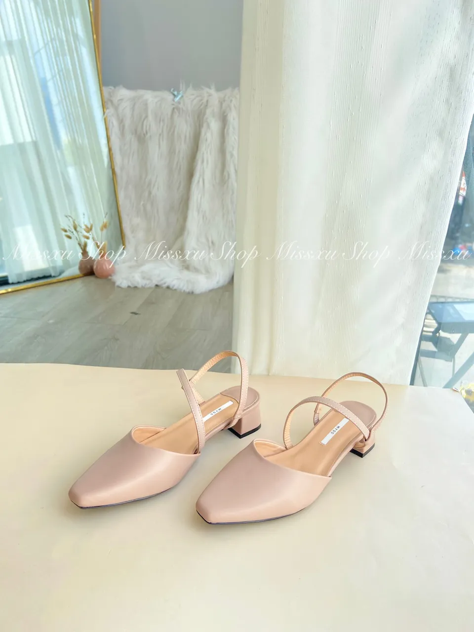 Ảnh Giày cao gót nữ MYSS mũi vuông dây chéo 3 cm thời trang - CG263 2