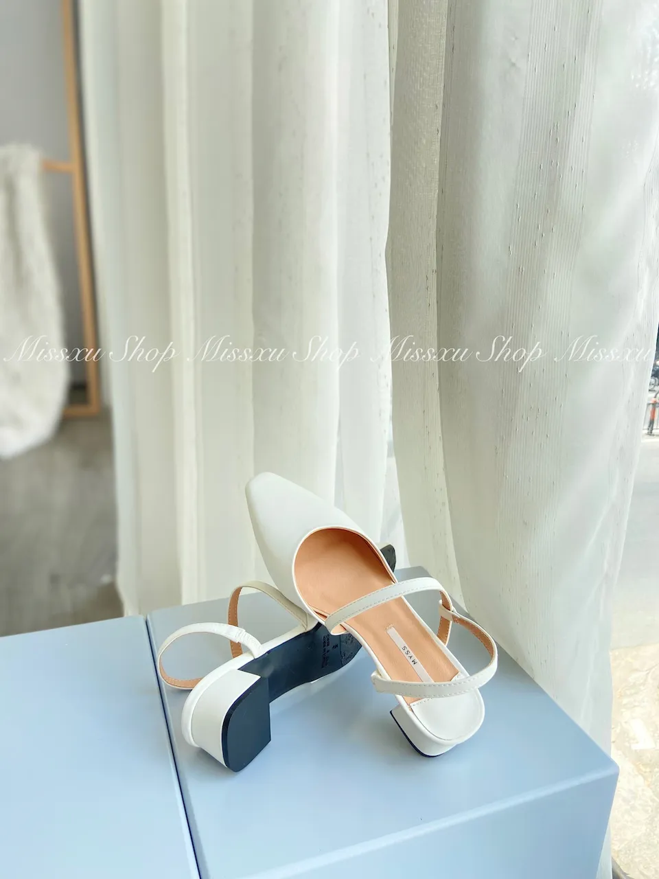 Ảnh Giày cao gót nữ MYSS mũi vuông dây chéo 3 cm thời trang - CG263 3