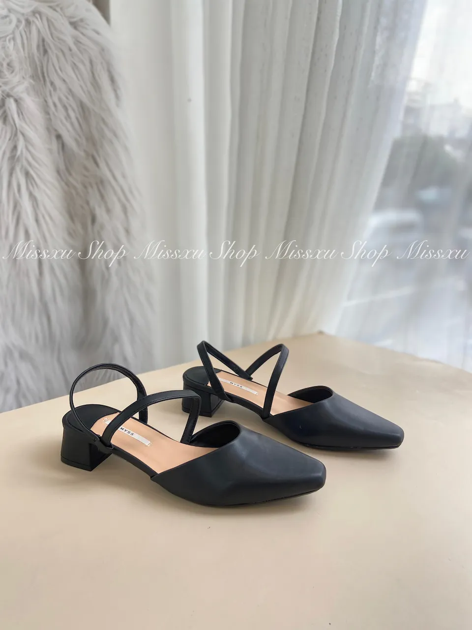 Ảnh Giày cao gót nữ MYSS mũi vuông dây chéo 3 cm thời trang - CG263 4